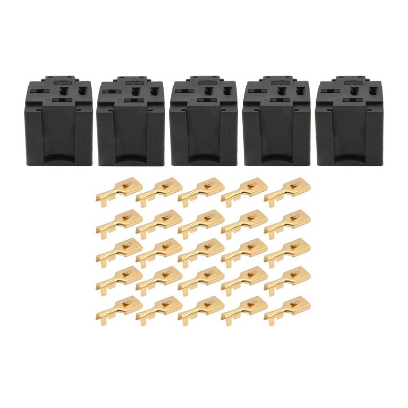 Senzeal 30A 5 Pin Relay Connector Socket with 25 x 6.3mm Terminals Car Truck Vehicle Relay Case Holder,Pack of 5 - Image 1